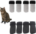 8 Pcs Cat Mittens to Prevent Scratching, Adjustable Shoes for Cats Paw Covers Booties Socks Paws Anti Scratch Non-Slip Mesh Breathable for Pet Kitten Bathing Feeding Cutting Nail Trimming(Gray+Black)