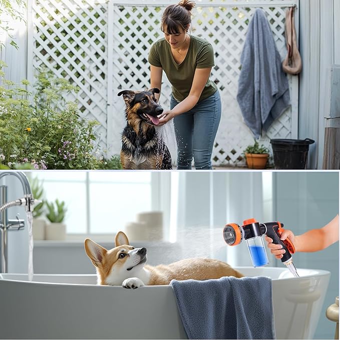 Dog Washing Hose Attachment with Dog Towels for Drying Dogs Large, Bathtub Faucet Sprayer Attachment with Long Hose, Pup Sprayer for Tub Faucet, Indoor Dog Wash Shower Attachment