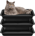Tessco for you 3 Pcs Kitten Litter Box Shallow Low Entry Open Cat Litter Box Waterproof Plastic Small Rabbit Pan Tray Travel Toilet for Senior Cat Kitten Training(Black,15.1 x 12 x 1.4 Inch)