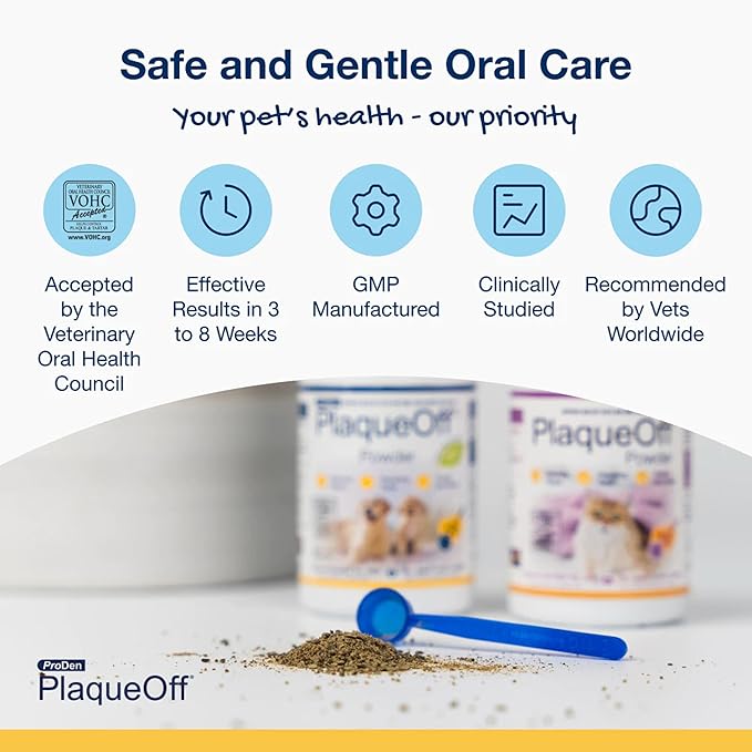 ProDen PlaqueOff Powder for Cats - Plaque & Tartar Reducer, Breath Freshener, Feline Oral Care - 40g