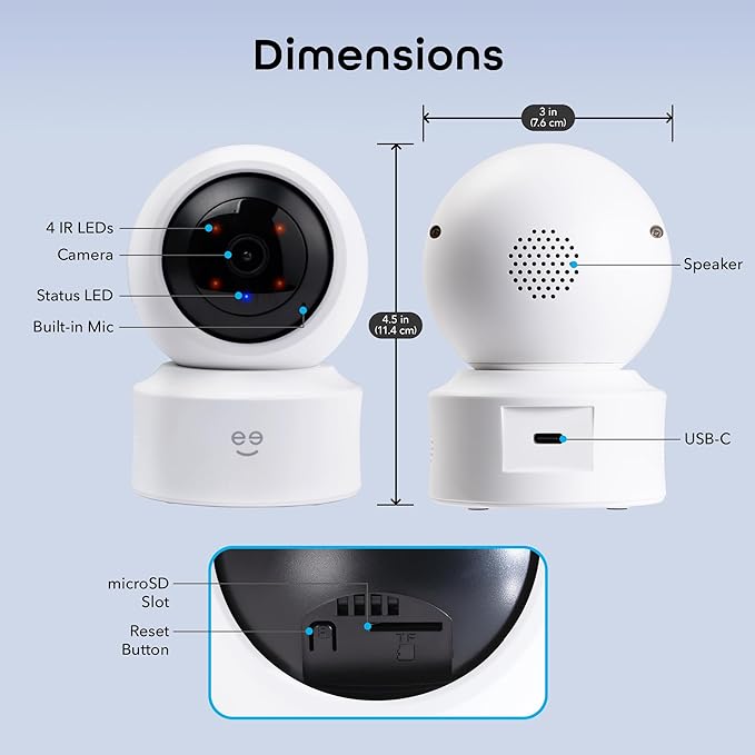 Geeni Scope Ultra 2K 360 Smart Auto-Follow Indoor Camera – 1440p Video Resolution, Wi-Fi Connectivity, Alexa & Smartphone Control, Wall Mountable, Pet & Elderly Monitoring Camera, White