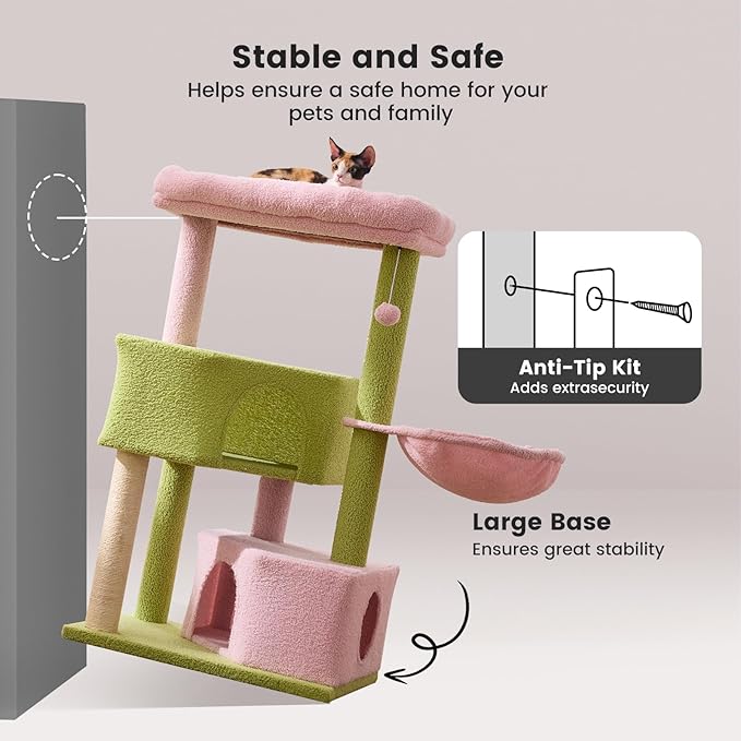 Gardner Pet 41" Tall Cat Tree for Medium-Large Cats, Heavy Duty Cat Trees Towers with 2.8in Posts, Easy to Assembly
