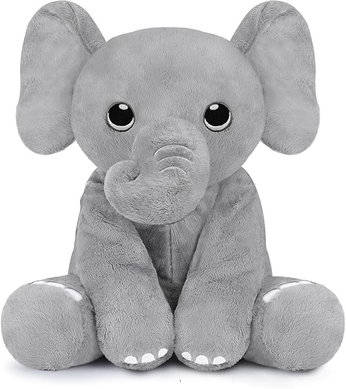 BRICHOEE Weighted Stuffed Animals, 5lbs Elephant Plush Sensory Weighted Elephant Stuffed Animals, Cute Plush Toy Calming Plushie Pillow Birthday Gifts for Adults Baby Kids Boys Girls