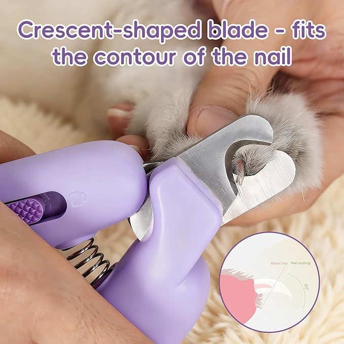 Dog Nail Clippers,Dog Nail Trimmers for Small Medium Dogs and Cats - Professional Grooming Tool with Safety Lock, Sharp Stainless Steel Blade Prevents Splitting，Includes Nail File (Purple-mini)
