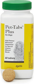 Pet-Tabs Plus Multivitamin and Mineral Supplement for Dogs with Special Nutritional Needs, Chewable Tablet, 60 Count Bottle