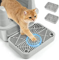 Kalolary 2PCS Litter Box Ramp, Cat Steps/Stair for Litter Box, Litter Catcher with Filter Function and Non-Slip Rubber Feet, Suitable for Small and Elderly Cats