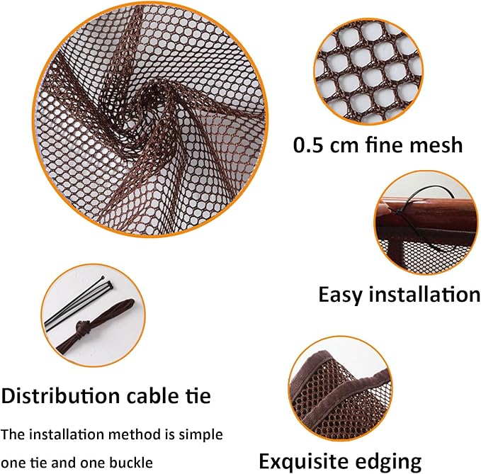 Brown Pet Netting - Stairway Net for Balcony & Patios, 10ft*2.6ft Thick, Suitable for Dogs, Cats, Kids & Babies