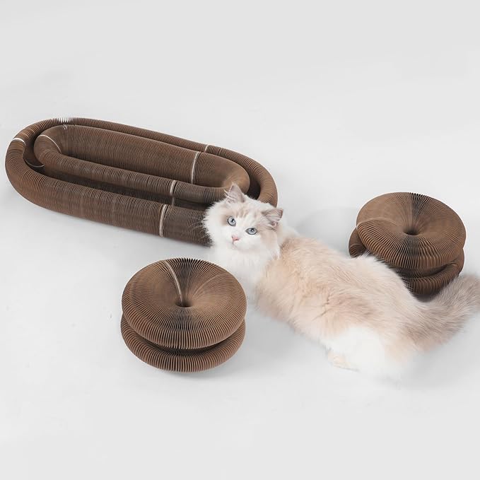 Kitty Kurlz Cat Scratching Toys for Indoor Cats - Magic Organ Interactive Cardboard Scratcher with 2 Bell Balls