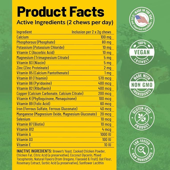 Guardian’s Choice VitaPup Puppy Vitamins Chews, Dog Vitamins for Growth, Digestion, Coat, Brain & Immune Support, Daily Multivitamin for Dogs with Omega 3, Biotin, & Calcium, 90 Tasty Soft Chews