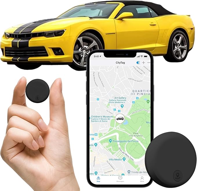 GPS Tracker for Vehicles, Elderly, Kids & Pets, Real-Time Mini Hidden Tracker Device, Compatible with iOS, Android & Huawei HarmonyOS, No Monthly Fee & No SIM Card Required (Black)