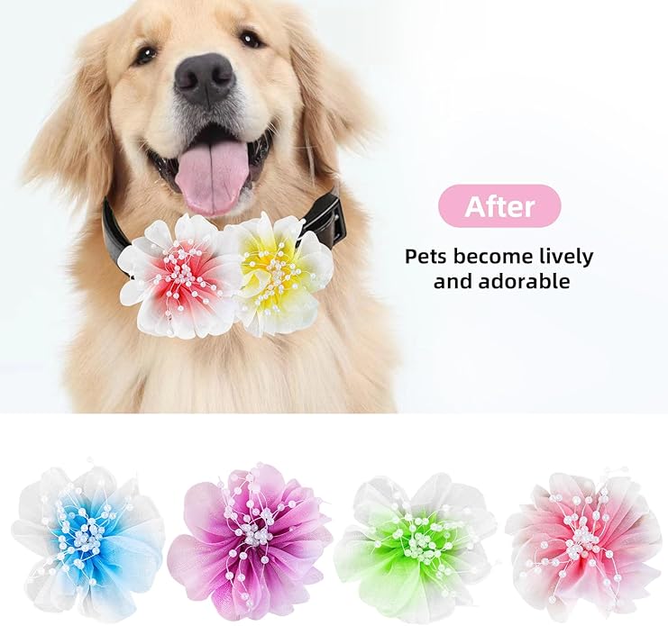 6Pcs Dog Collar Accessories, Floral Charms Decorations for Dogs and Cats