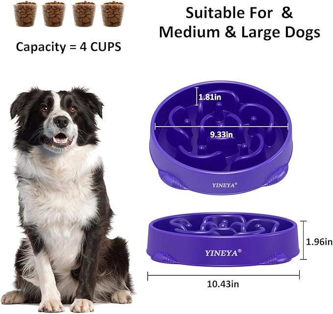 4 Cups Slow Feeder Dog Bowls Large Breed, Anti-Choking Pet Supplies, Maze Dog Food Bowl, Puzzle Feeder That Slow Down Eating