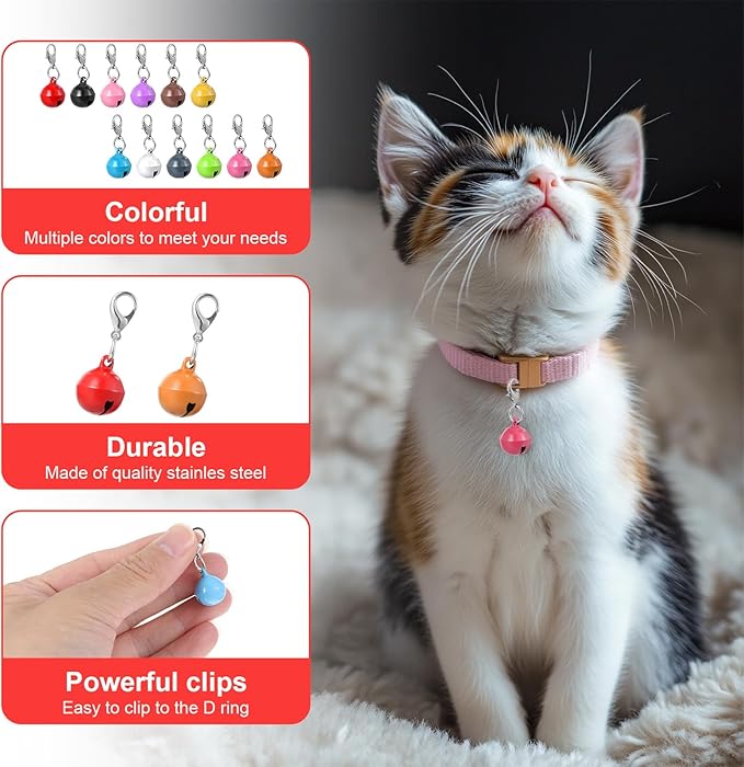 24pcs Cat Bell for Cat Collar, Small Dog Collar Bells, Metal Small Pet Puppy Bell for Pet Cats Dog Collars Charms Accessories