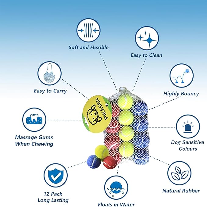 1.5" Small Tennis Balls for Dogs - Cat Toy 3 Colours and Pack of 12 Mini Tennis Balls for Small Dogs
