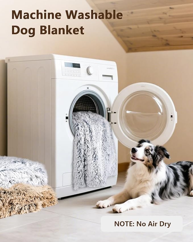 PJYuCien Large Dog Blankets, Soft Plush Throw Blanket for Large Dogs, Reversible Fleece/Sherpa Pet Throw, Washable Furniture Cover for Sofa/Bed, 80" x 60", Brown, Indoor