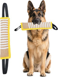 Clysoru Squeaky Tug Toy for Dogs Jute with 2 Strong Handles Lasting Training Equipment Puppy to Large Dog Interactive Toys of War Pull Indestructible Rope Pet Crinkle Teething (Citrine)