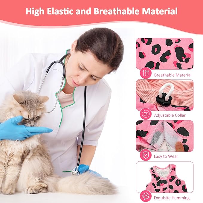 2 PCS Cat Recovery Suit Female Cat Onesie for Cats After Surgery Spay Abdominal Wounds, Kitten Surgery Recovery Suit Female Breathable E-Collar Alternative Kitten Onesie Anti Licking Medium