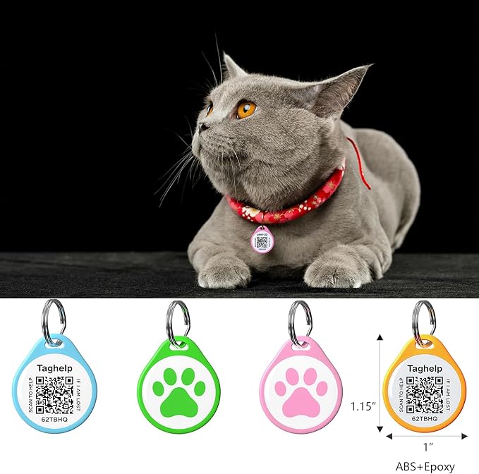 Pet ID Tag-3pcs QR Code Tag Small Personalized Name Plate with Online Profile,Cat Tag Scan QR Receive Instant Pet Location Alert Email,No Subscription or fees(Black & Blue & Pink)