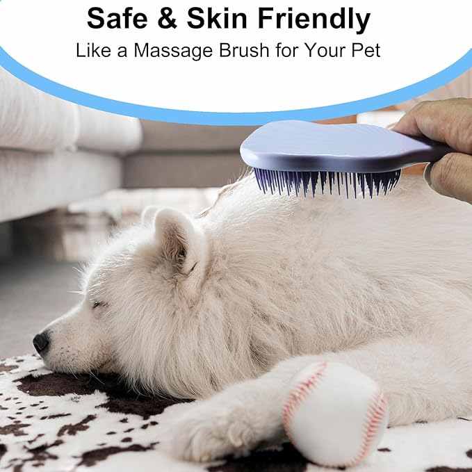 Soft Bristle Puppy Brush for Small Dogs - Gentle Grooming Brush for Shih Tzu, Yorkie, Maltese & Maltipoo. Effective Dog Hair Remover for Tangles & Shedding (Purple)