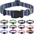 Dog Collar with Bohemia Floral Tribal Geometric Patterns - Soft Ethnic Style Collar Adjustable for Small Medium Large Dogs（Bohemian Blue,L）