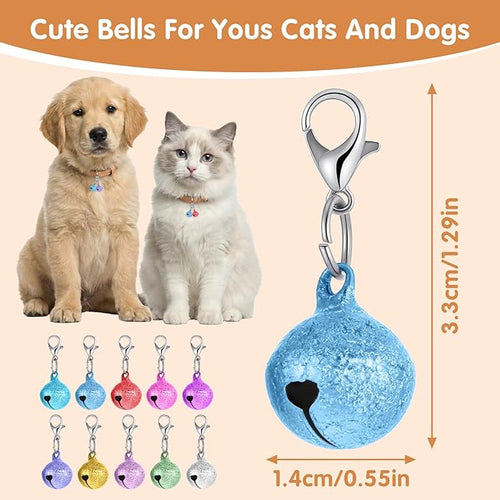 10 Pack Cat Collar Bell Pet Bells for Cat Dog Collar, Charms Colourful Pet Small Bells with Clasps Small Dog Puppy Pets Bell for Christmas Decoration