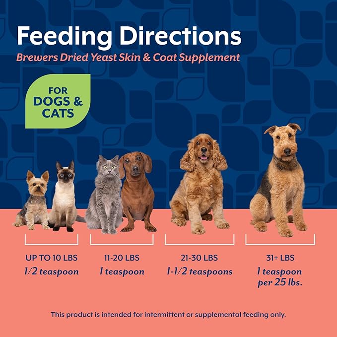 NaturVet Brewers Dried Yeast Formula with Garlic Flavoring Plus Vitamins for Dogs and Cats, Powder, Made in The USA with Globally Source Ingredients 1 Pound