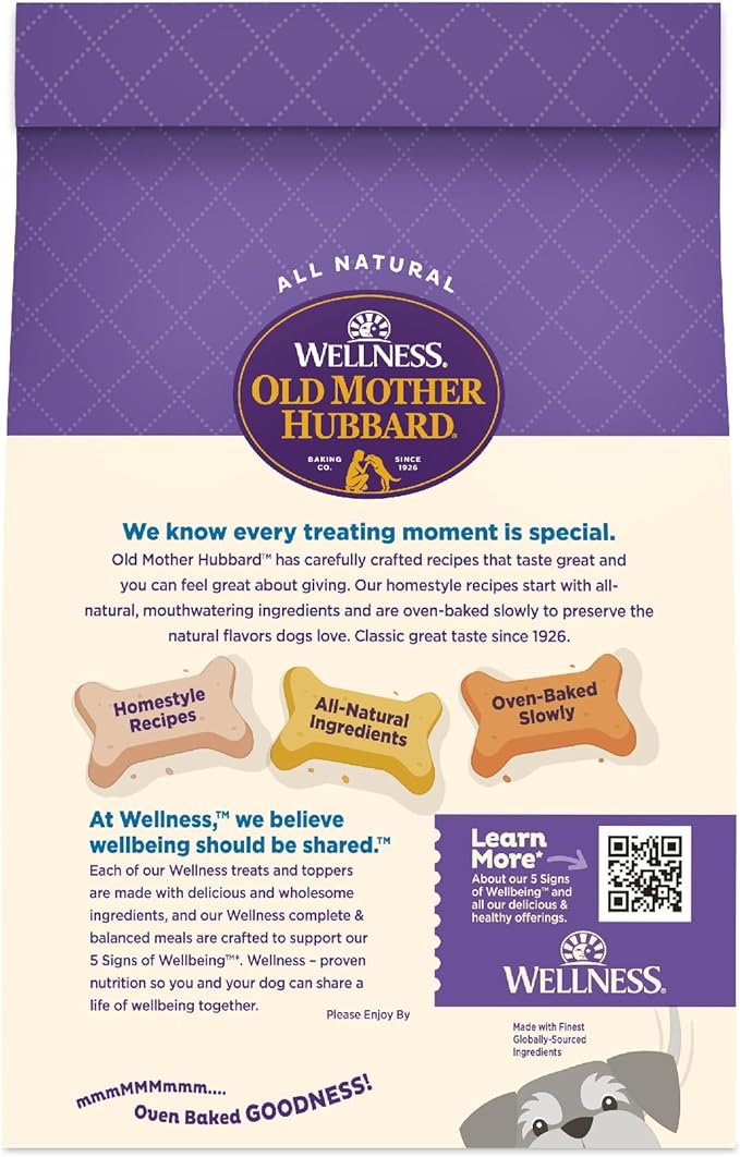 Old Mother Hubbard Wellness Original Mix Dog Biscuits, Natural, Training Treats, Four Flavors, Mini Size, (3.8 Pound Bag)