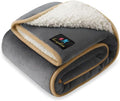 Luciphia Waterproof Pet Blanket, Liquid Pee Proof Dog Blanket for Sofa Bed Couch, Reversible Sherpa Fleece Furniture Protector Cover for Small Medium Large Dogs Cats, Grey+Beige Large（65" x 57"）