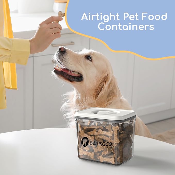2 Pack Dog Treat Container Set (25oz/0.75L & 48oz/1.4L) - Airtight & BPA-Free | Clear Pet Food Storage Jars for Dog & Cat Treats | Includes Labels, Alphabet Stickers & Pen for Personalization