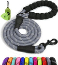 Taglory Rope Dog Leash 4 FT with Comfortable Padded Handle, Highly Reflective Threads Leash and Anti-Tangle Clip for Walking Medium Large Dogs, 1/2 inch, Grey