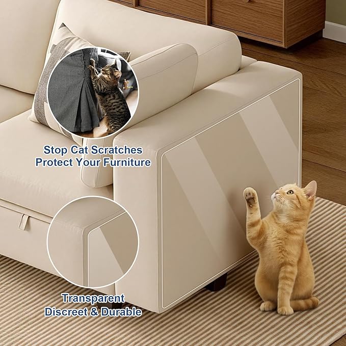 20 Pcs Cat Scratch Furniture Protector, Single-Sided Self Adhesive 17in Couch Protector from Cat Claws