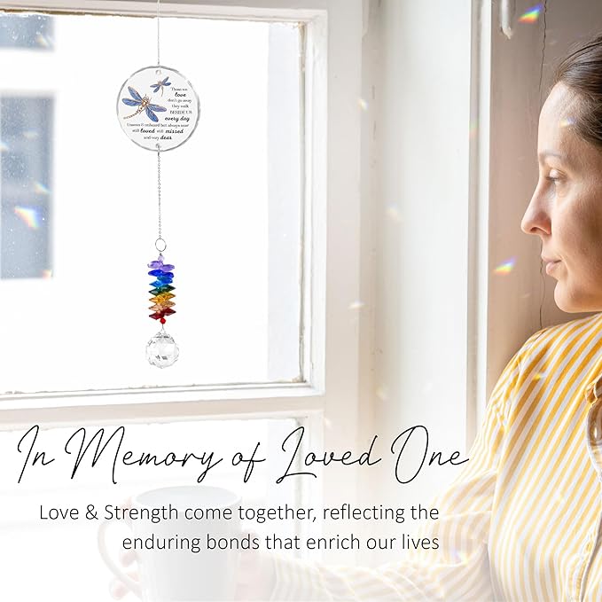 Glass Suncatcher Ornament - Those we Love Don't go Away - Sympathy Gifts for Loss of Loved One - Comfort Keepsake - Crystal Rainbow Maker - Xmas Mother's Day for Mom Dad