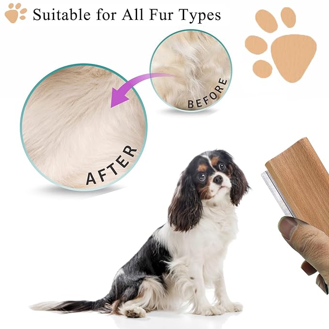 Wooden Deshedding Brush for Dogs, Cats & Horses, Deshedding Grooming Tool Curry Comb Pet Hair Removal Tool, Deshedding Dog Brush Combs for All Hair Types (4.33 Inch)