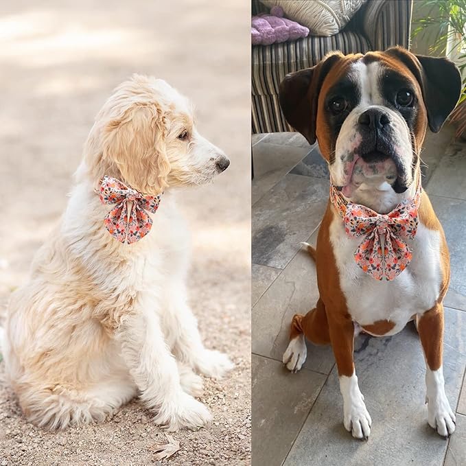 Unique style paws Dog Collar with Tie Adjustable Pink Bowtie Puppy Collars for Small Medium Large Dogs and Cats-L