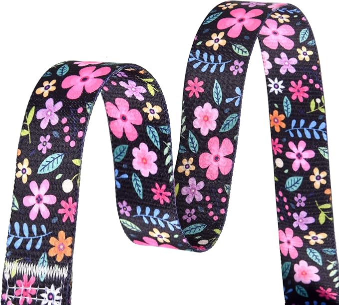 Dog Collar and Leash Set with Bohemia Floral Tribal Geometric Patterns - Soft Ethnic Style Collar Adjustable for Small Medium Large Dogs(Floral Set,M)