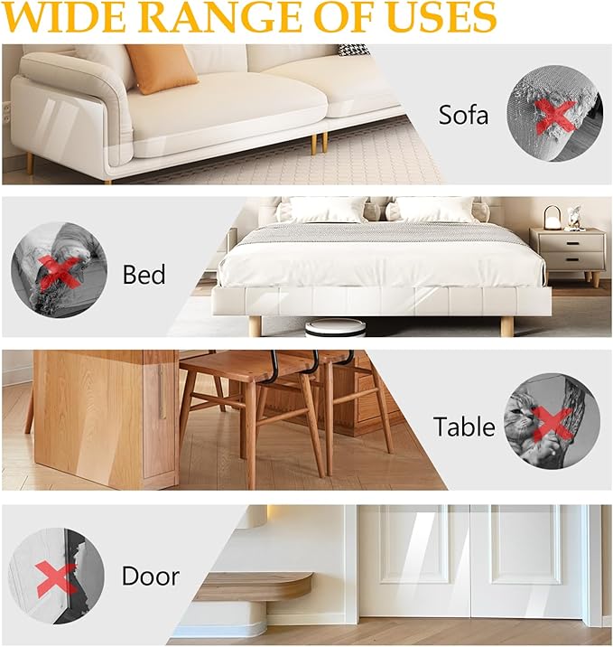 Anti Cat Scratch Furniture Protector, Extra Large Size 157x17.5 Inch Transparent PVC Couch Protector from Cat Claws, Heavy Duty, Easy to Apply Protect Sofa Corners, Doors, Walls