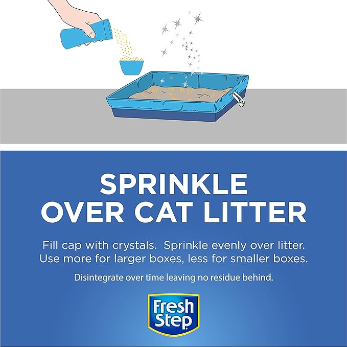 Fresh Step Cat Litter Crystals in Tropical Summer Breeze Scent - Cat Litter Box Deodorizer - Combats Odors and Neutralizes Smells to Keep Your Home Clean, 15 Ounce - 6 Pack