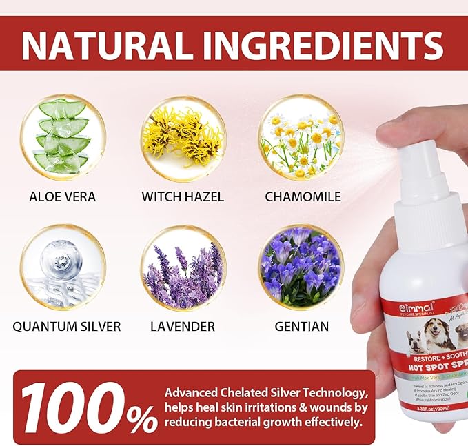 Hot Spot Spray Treatment for Dogs, 2025 Upgraded Hot Spot & Itch Relief Skin Spray for Dog, Irritated Dry Itchy Skin, Allergies, and Dermatitis, Scratching and Licking, Reduces Topical Inflammation