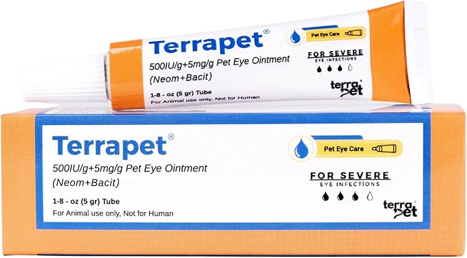 Pet Eye Cream Health for Dogs, Cats, Cattle, Sheep, Horse, Bird 1/8 oz / 5 gr, 1 Tube Gentle Daily Eye Care, Easy Topical Application