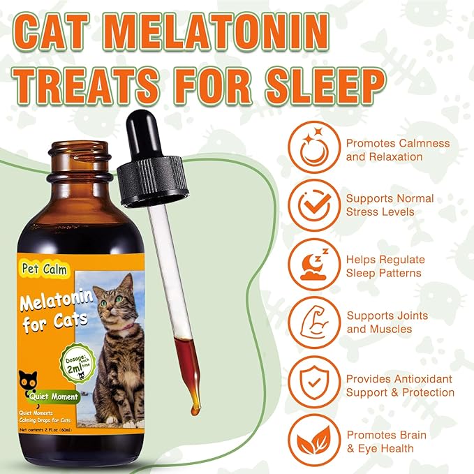 Tetra Cat Melatonin, 60 Ml Effective Melatonin for Cats and Kittens to Sleep, Grooming, Separation Anxiety & Stress Relief