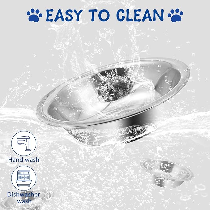 ZUFECY 4-Pack Stainless Steel Cat Bowls, 5.5'' Non-Tip Pet Food Dishes, Easy Clean Water Bowls for Indoor/Outdoor Use