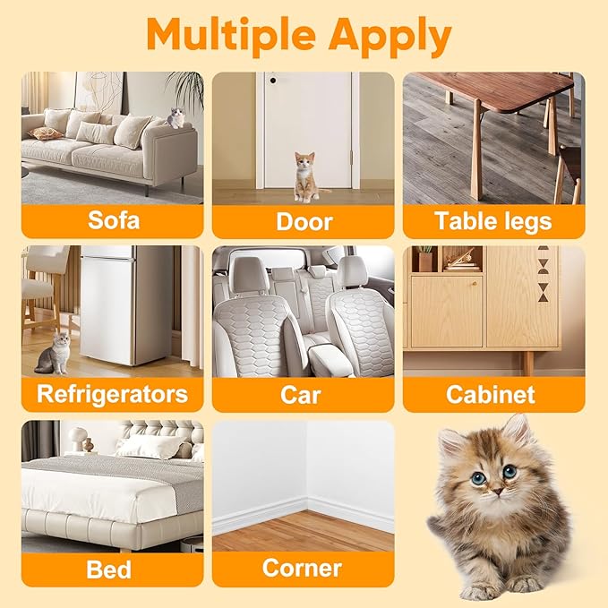 Cat Scratch Furniture Protector - 196.8"x11.8" Couch Protector from Claws - Deterrent for Furniture - Anti-Scratch Sofa Clear Protectors for Pet - Single Side Cat Tape for Door Wall