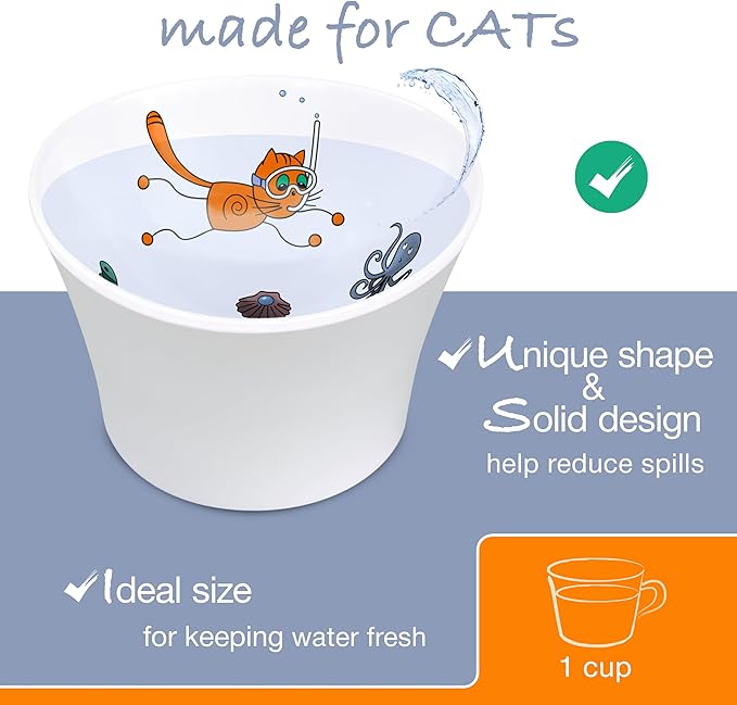 Elevated Cat Bowls for Water – Raised Bowl for Indoor Cats – Whisker Fatigue Shallow Cat Dishes – Vet-Recommended Height & Modern Pedestal Design – Non-Slip & Dishwasher-Safe – 8 oz, Original