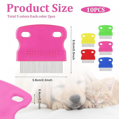 10 Pieces Dog Flea Comb, Flee Comb Cat Flea Combs Stainless Steel Teeth with Plastic Handle for Medium and Small Dogs Cats