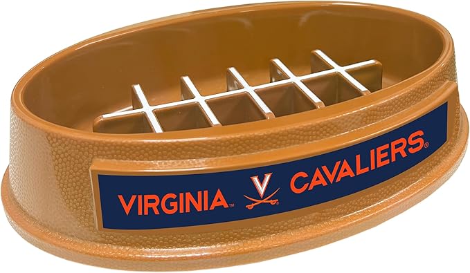 NCAA Super-Bowl - Virginia Cavaliers Slow Feeder Dog Bowl. Football Design Slow Feeding Cat Bowl for Healthy Digestion. Non-Slip Pet Bowl for Large & Small Dogs & Cats