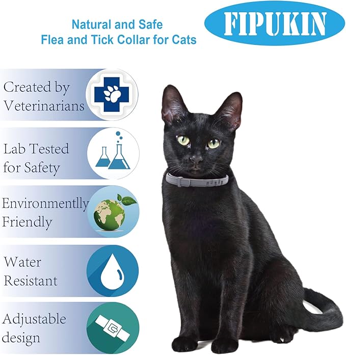 Natural Ingredients Flea Repellent Collar for Cats, Safe and Effective Flea and Tick Repellent, Waterproof, 8 Months Protection per Collar, Free Comb, One Size Fits All, 13.8 Inches, 2-Pack