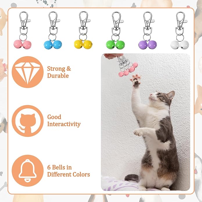 Ouligay 6 PCS Cat Bell for Collar Small Pet Bells for Dog Collars Mini Dog Collar Bells Loud Charm Colorful Pet Pendant Accessories for Training Dogs Training Bell Collars for Cat and Dogs