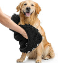 Smiry Chenille Dog Drying Towel, Extra Absorbent Bath Towel for Mud Dogs, Ultra Soft Quick Dry Pet Wash Mitt for Bathing, Grooming and Post-Walk Cleaning (31x13 Inches, Black)