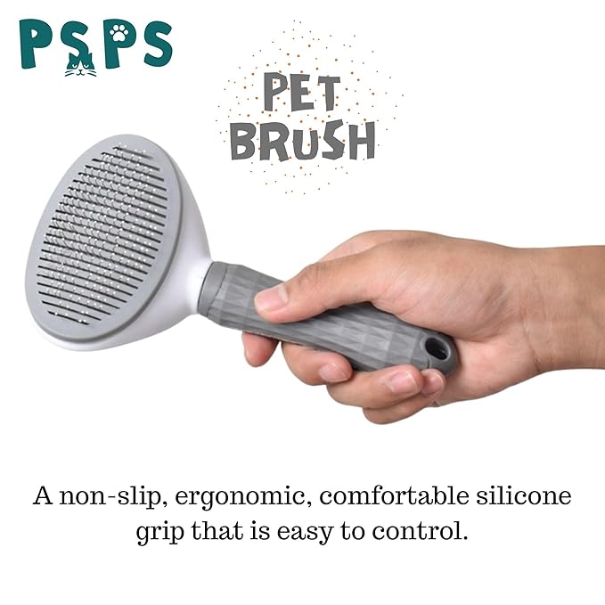 PSPS Pet Deshedding Brush, Self-Cleaning Slicker Brush for Dogs and Cats, Grooming Tool
