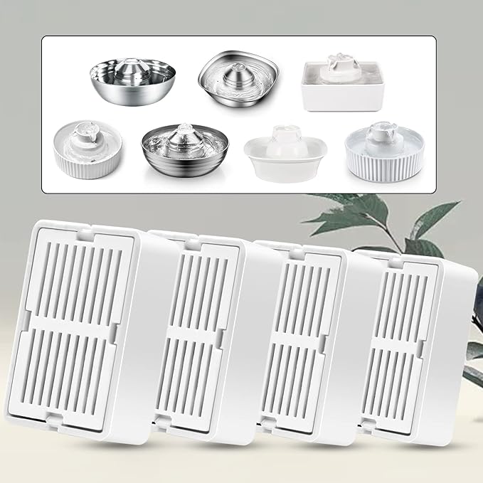 Petilog Cat Water Fountain Filters, 8 Carbon Filters& 2 Foams Filters with Holders, Pet Water Fountain Filters